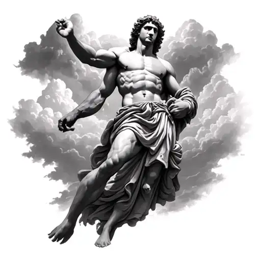 realism atlas from greek mythology holding the delt of the shoulder where the sky is tattoo design idea
