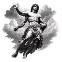 realism atlas from greek mythology holding the delt of the shoulder where the sky is tattoo design idea