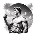 realism atlas from greek mythology holding the delt of the shoulder where the sky is tattoo design idea