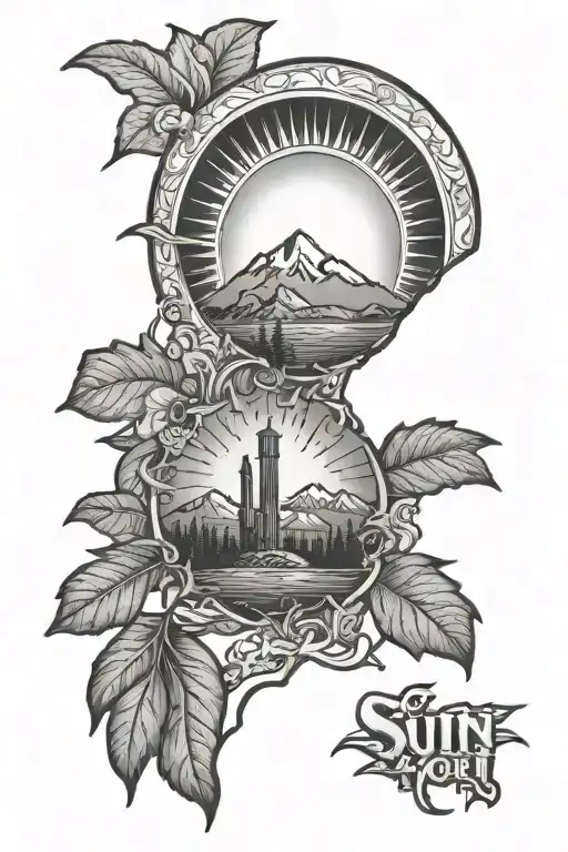 washington state california sun rising tattoo design idea