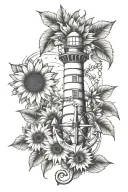 Anchor, Compass, Lighthouse, Sunflower tattoo tattoo design idea