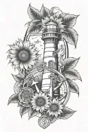 Anchor, Compass, Lighthouse, Sunflower tattoo tattoo design idea