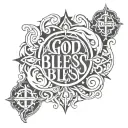 god bless tattoo design idea