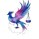 Libra constellation and phoenix rising tattoo design idea