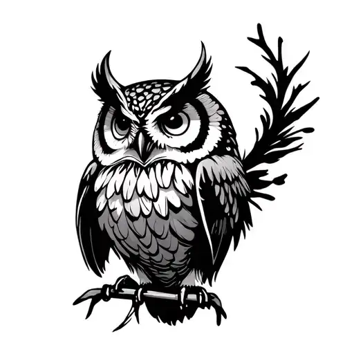 owl drum tattoo design idea