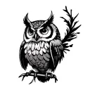 owl drum tattoo design idea
