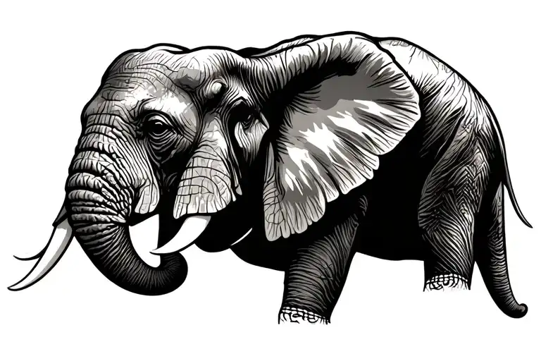 simple elephant head DB in forehead with Dontele Battele name  tattoo design idea