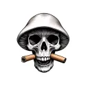 mushroom skull with a fat blunt in its mouth tattoo design idea