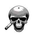 mushroom skull with a fat blunt in its mouth tattoo design idea