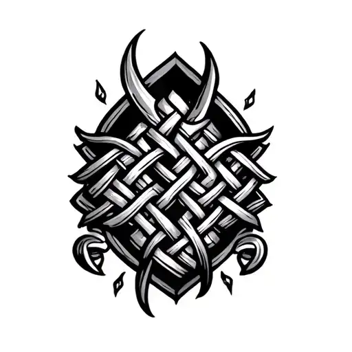 Norwegian Viking weave arm sleeve tattoo design idea