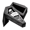 coffin written dead inside tattoo design idea