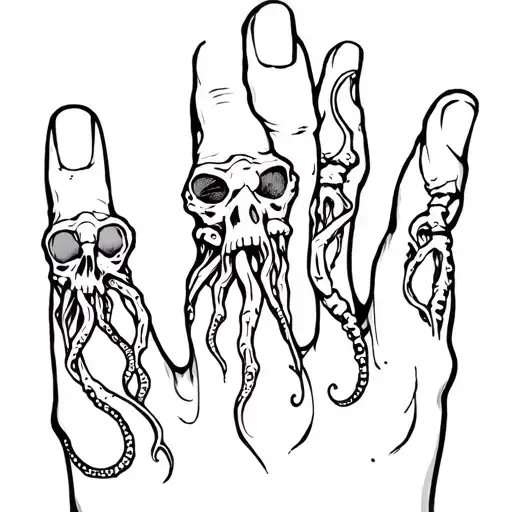 tentacles and bones on the fingers tattoo design idea