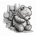 Pooh bear peaking over line tattoo tattoo design idea
