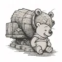 Pooh bear peaking over line tattoo tattoo design idea