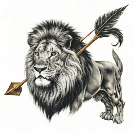 arrow lion country music tattoo design idea