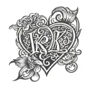 k and j initials intertwined hearts tattoo design idea