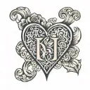k and j initials intertwined hearts tattoo design idea