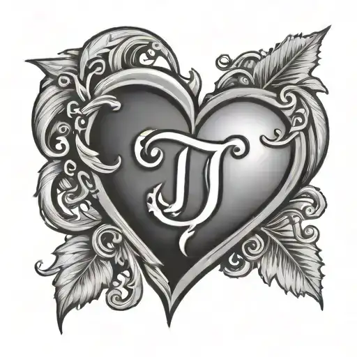 heart with a j letter tattoo design idea