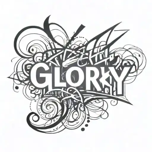 words "glory" and "gore" in cybersigilism design inspired tattoo design idea