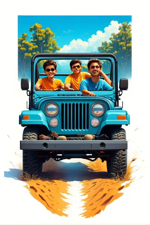 boy and dad in a jeep driving tattoo design idea