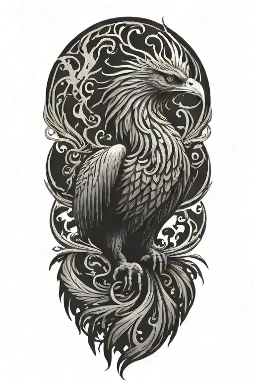 muslim phoenix rising tattoo design idea
