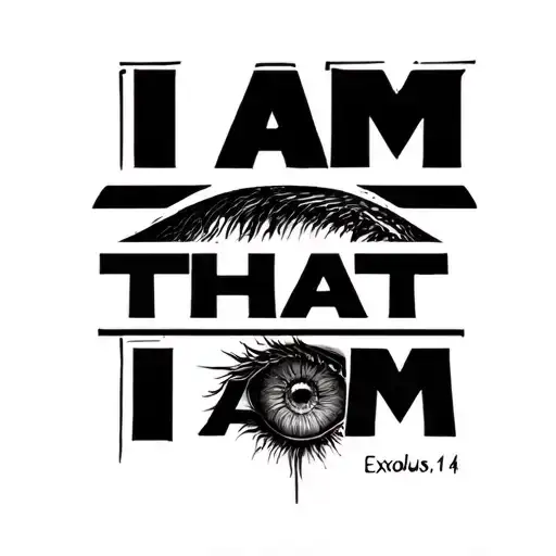 Exodus 3:14 I AM that I Am, simple tatto, the "I" should be an EYE, the "A" should be in the middle and the "M" tattoo design idea