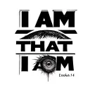 Exodus 3:14 I AM that I Am, simple tatto, the "I" should be an EYE, the "A" should be in the middle and the "M" tattoo design idea