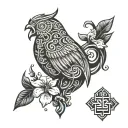 generate image from this description: tattoo design including slavic ukrainian symbols for wisdom tattoo design idea