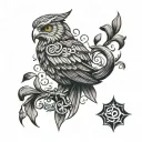 generate image from this description: tattoo design including slavic ukrainian symbols for wisdom tattoo design idea