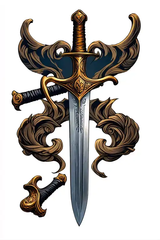 Medieval sword tattoo design idea