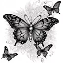 a spine tattoo with small dimonds and butterflies with bible scripture "Strength and honor are her clothing; she is conf tattoo design idea