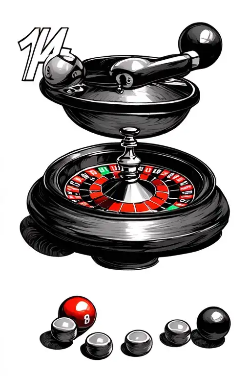 roulette wheel with ball in number 14 tattoo design idea