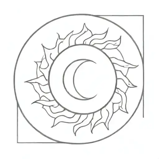 The sun in the crescent: a mind illuminated by intuition. tattoo design idea