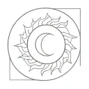 The sun in the crescent: a mind illuminated by intuition. tattoo design idea