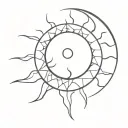 The sun in the crescent: a mind illuminated by intuition. tattoo design idea