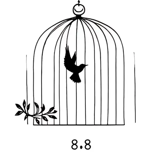 a simple bird flying out of its cage and the dates 8/8 somewhere  tattoo design idea