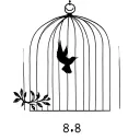 a simple bird flying out of its cage and the dates 8/8 somewhere  tattoo design idea