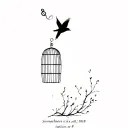 a simple bird flying out of its cage and the dates 8/8 somewhere  tattoo design idea