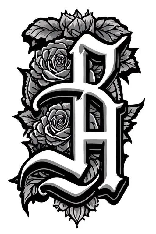 A J H tow letter tattoo design idea