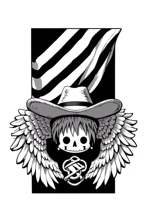 one piece strawhat flag symbol, aot wings, jjba birthmark tattoo design idea