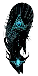 Occult symbols, the Eye of Providence, inverted pentagram, Baphomet tattoo design idea