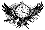 a dove hooked to a pocket watch tattoo design idea