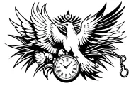 a dove hooked to a pocket watch tattoo design idea