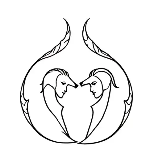 couple tattoos reunion sagittarius and aries, fateful meeting tattoo design idea