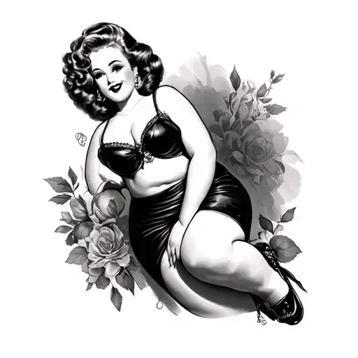 Chubby Pin Up Girl tattoo design idea