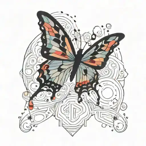 semi colon butterfly rainbow tattoo design idea