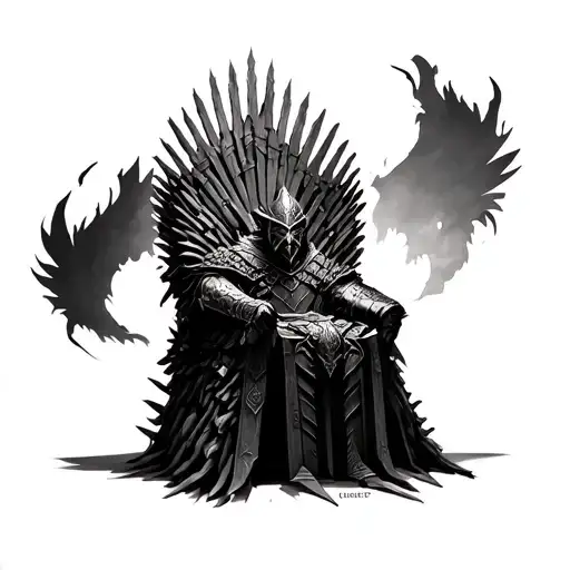 Creates the Game of Thrones Iron Throne with a warrior tattoo design idea