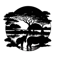 safari sunset tattoo design idea