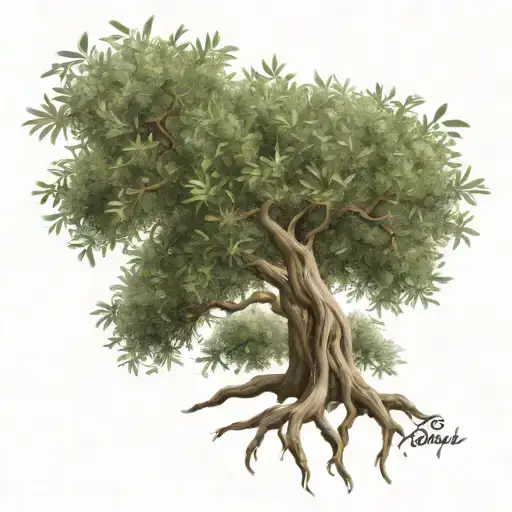 olive tree with roots spelling the words "Olive Tree Therapy" tattoo design idea