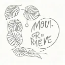 phrase "moon river & me " + monstera leaves tattoo design idea